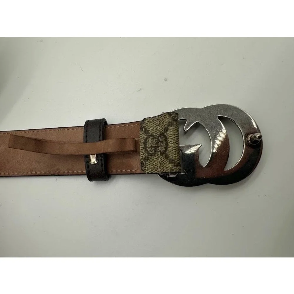 Gucci Interlocking G Belt GG Supreme Canvas Silver Buckle 245859 90 36 Mens